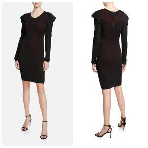 Milly Dress Pointelle Black Lace Drape Long Sleeve Cocktail Party Large NEW
